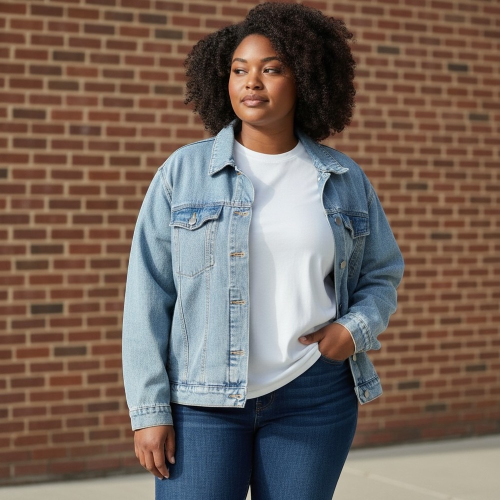 Abound Denim Jacket Womens 3X Light Wash AB464930WN Jean Trucker Coat